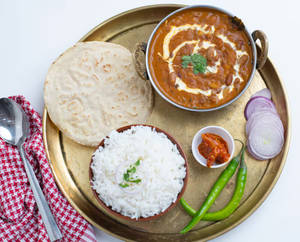 White Rice With Rajma And Papad