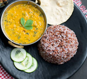 Red Rice With Methi Dal Fry