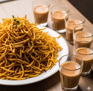 2 Gathiya + 4 Cutting Chai