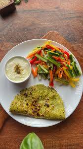 Panner Paratha With Chutney And Salad