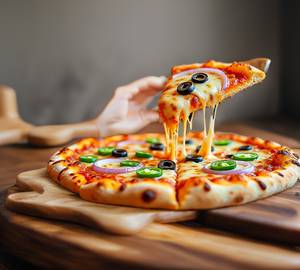 Onion Cheese Jalapeno Black Olive Oil Paneer Pizza