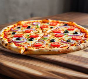 Capsicum Tomato Cheese Black Olive Oil Pizza