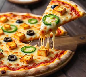 Capsicum Cheese Jalapeno Black Olive Oil Paneer Pizza