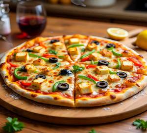 Capsicum Paneer Cheese Black Olive Oil Pizza