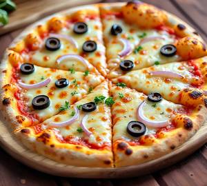 Onion Cheese Black Olive Oil Pizza