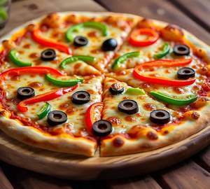 Capsicum Cheese Black Olive Oil Pizza