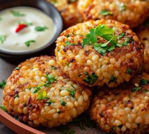 Sabudana vada with curd [2 pieces]