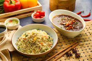 Veg Fried Rice (half) & Chicken Manchurian (half)