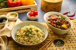 Veg Fried Rice (half) & Kung Pao Chicken (half)