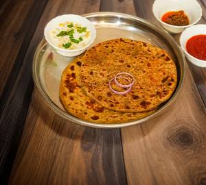 2 aloo Onion Paratha with Dahi