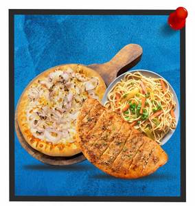 Onion Pizza+Garlic Bread +Noodles