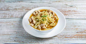 Chicken Manchow Soup With Fried Noodles