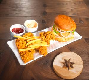 Classic Chicken Burger + Chicken Stips+Coke (250Ml)