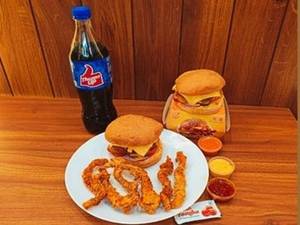 2 Chicken Crispy Classic Burger, 6pc Strips And Thums Up