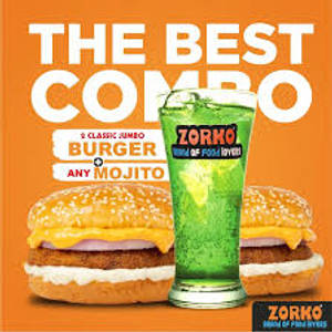 Classic jumbo burger with coldrink (250ml)