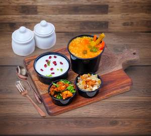 Sambhar Rice+Chicken Fry + Curd Rice+ Sweet Pongal