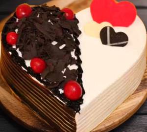Black forest heart shape cake