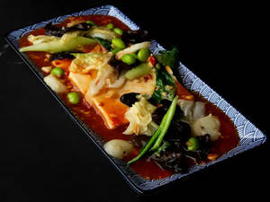 Broccoli, Tofu, Edamame In Tobajan Sauce
