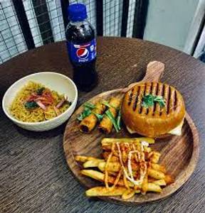 Burger with fries