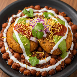 Aloo Tikki Chaat With Choley
