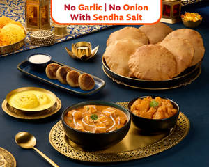 Vrat Poori with Paneer Makhani 3 Course Navratri Meal (Serves 2)