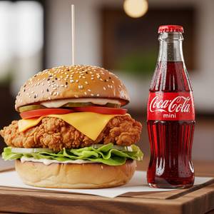 Chicken burger with coke soft beverage 250 ml