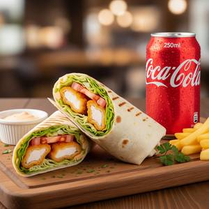 Crispy chicken wrap with coke soft beverage 250 ml
