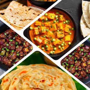 5 Parotta + 5 Chapathi + Paneer Butter Masala + Gobi Manchurian