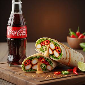 Spicy chicken wrap with coke soft beverage 250 ml