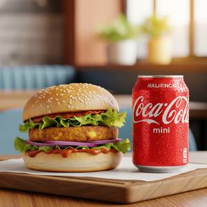 Aloo burger with coke soft beverage 250 ml
