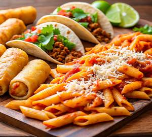 1 Tacos+1 Cheese Roll+1 Red Pasta Combo