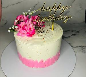 Birthday Pink Floral Theme Cake
