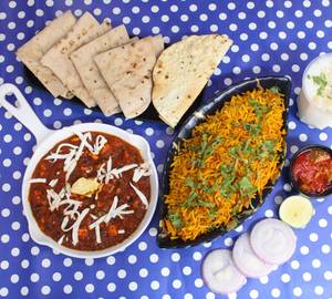 Paneer Lababdar [500ml] + Veg Biryani [500ml] + Paneer Chilli [13 piece] with 10 butter tawa roti