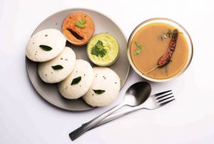 Rice Idli With Sambar