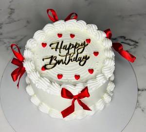 Birthday Red Ribbon Theme Cake
