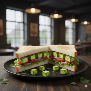 Hariyali Panner Sandwich.