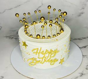 Birthday Golden Crown Theme Cake