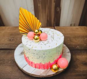 Birthday Pink Golden Theme Cake