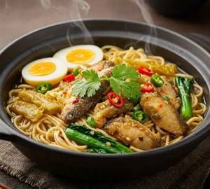 Egg Hakka Noodles + Green Chilli Fish(4ps.)