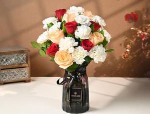 Mix Flowers in a Glass Vase