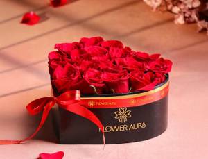 18 Red Roses In Heart Shape Box