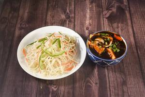 Veg Hakka Noodles + Chilli Paneer