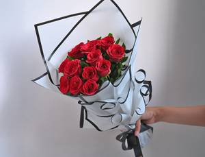 Bouquet of Red Roses in White Premium Paper