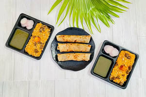 Pack of 3 kebab roll with 2 veg biryani