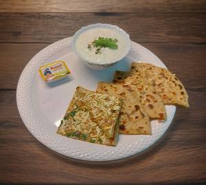 2 Paneer Onion Parartha With Curd
