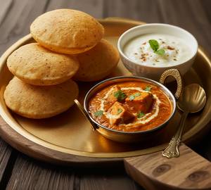 Kuttu Poori ( 4 Pcs ) + Paneer Makhmali + Dahi