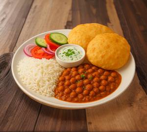 9 Paneer Bhature + Rayta + Dry Aloo + Pickles + Salad + Chole ki sabji..