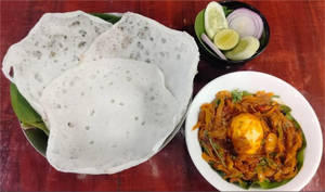 Appam With Egg Roast  And Salad Combo