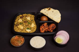 Chicken Masala Dal Khichdi + 2 Pcs Chicken Tikka+ 1 Gulab Jamun