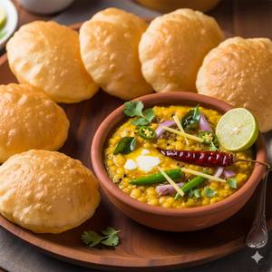 6 Poori with Dal Tadka